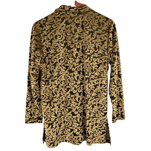 Diane Von Furstenberg Medium Vintage Gold Velvet Burnout Holiday Christmas Top - Picture 8 of 8